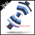 Silk Tricot Blue White Knitted Bow Tie with Vertical Stripe